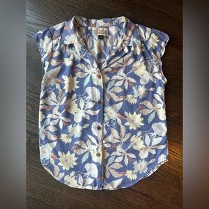 Vintage Patagonia Hawaiian Aloha Shirt Blue Tropical Floral Lyocell Resort 10